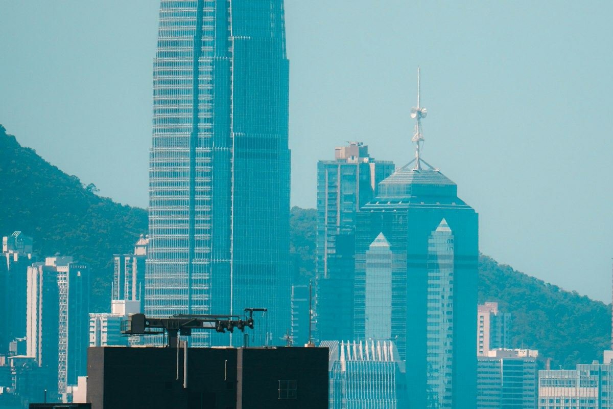 Modern skyscrapers in a city skyline