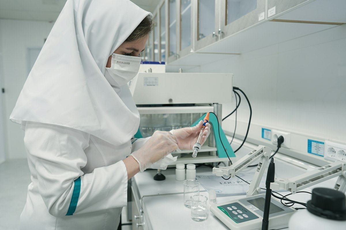 A scientist conducts research in a laboratory